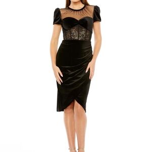 NWT Mac Duggal Size 8 Illusion Jewel Evening Dress Tulip Hem 20742